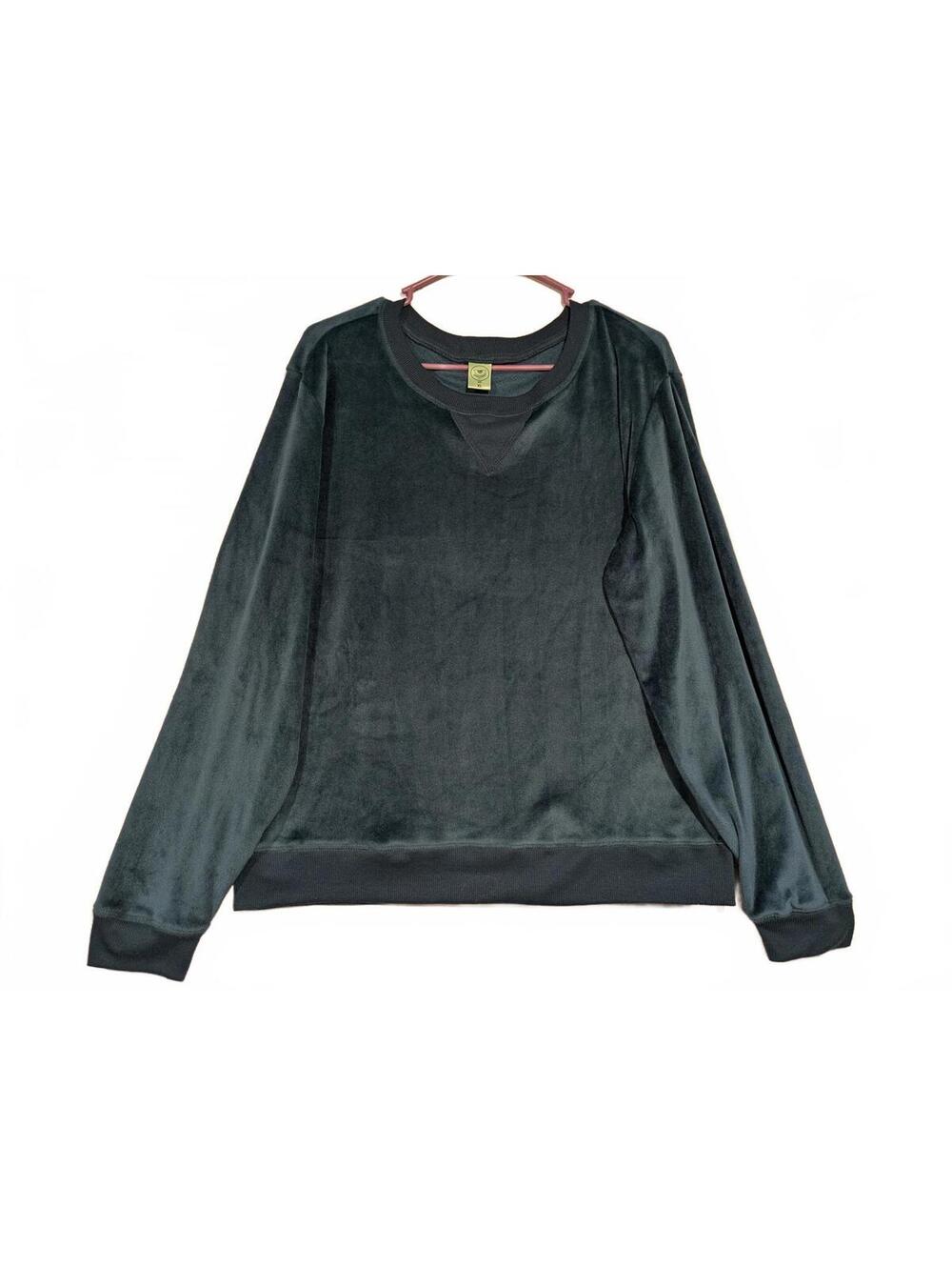 Honeydew Velvet Velor Pullover Soft Sweatshirt - XL Aqua Polyester